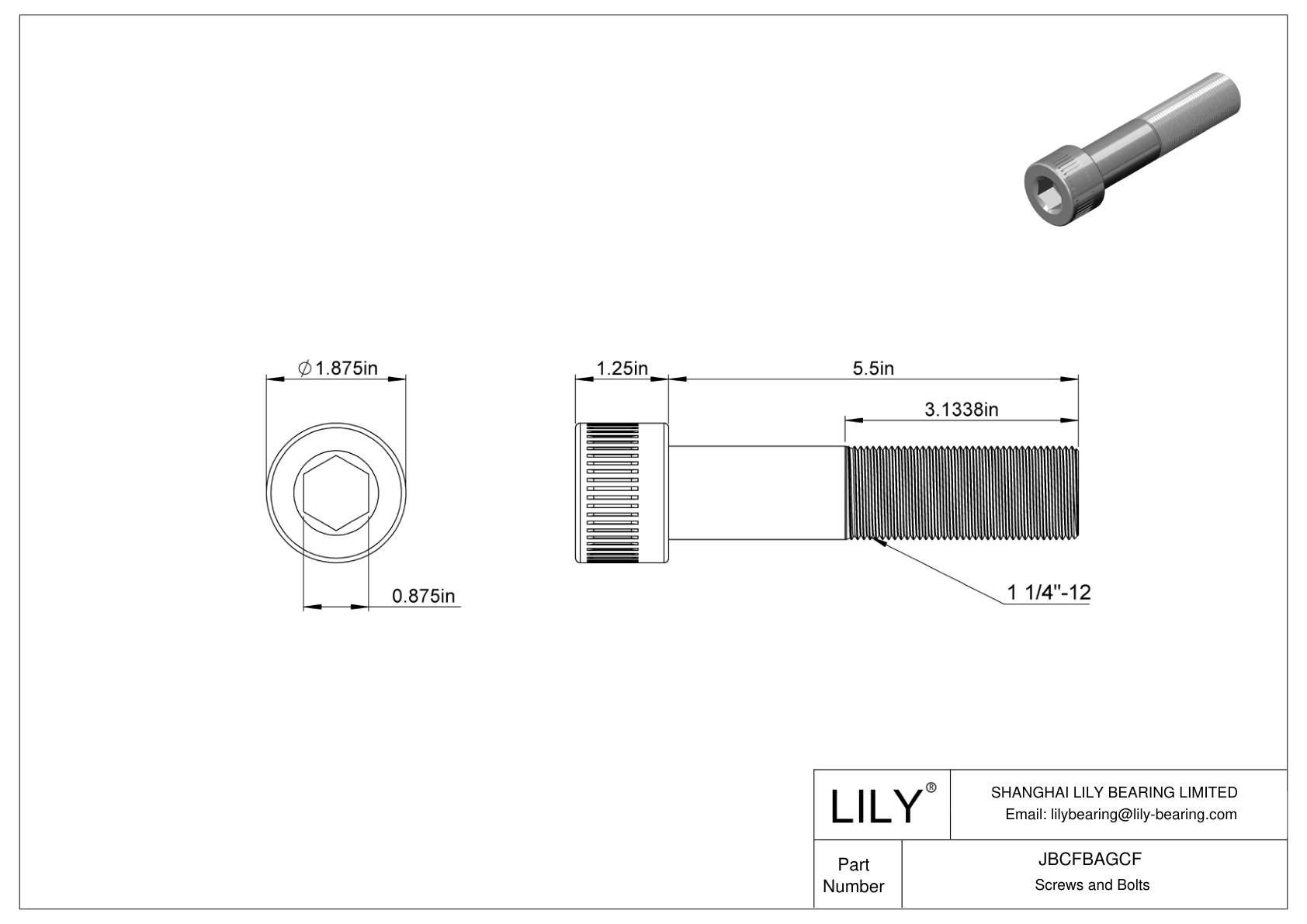 JBCFBAGCF Alloy Steel Socket Head Screws cad drawing