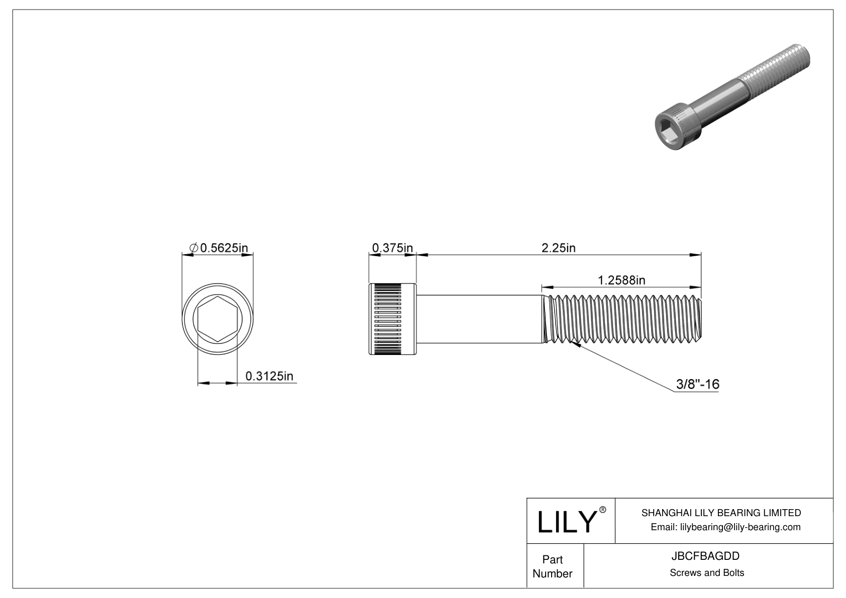 JBCFBAGDD Alloy Steel Socket Head Screws cad drawing