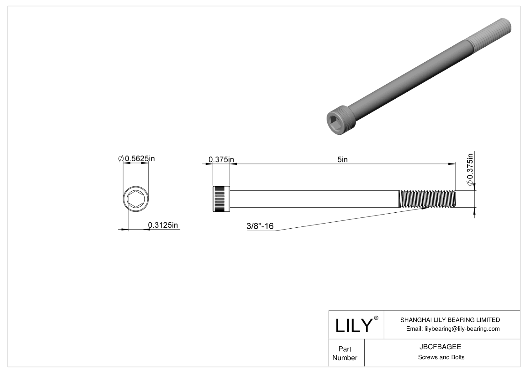 JBCFBAGEE Tornillos de cabeza cilíndrica de acero aleado cad drawing