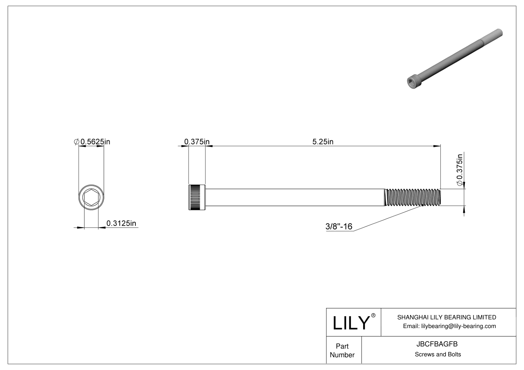 JBCFBAGFB Tornillos de cabeza cilíndrica de acero aleado cad drawing