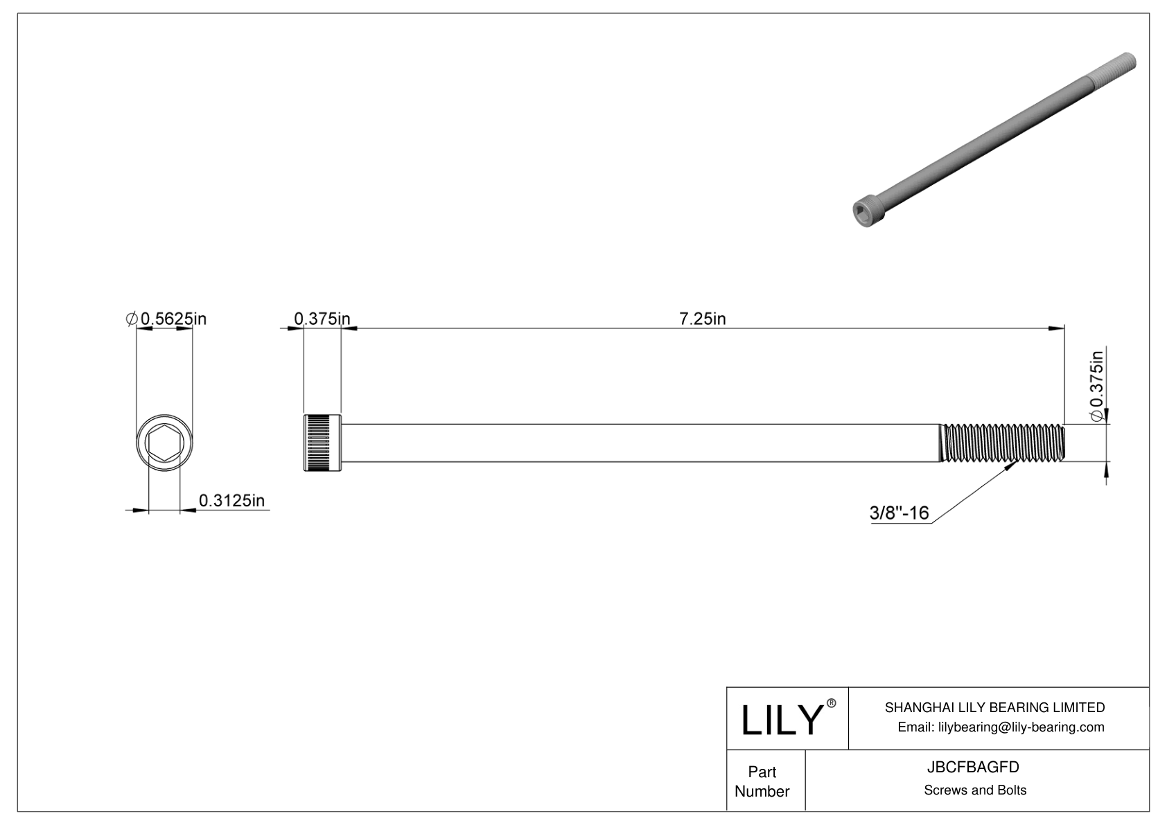 JBCFBAGFD Alloy Steel Socket Head Screws cad drawing