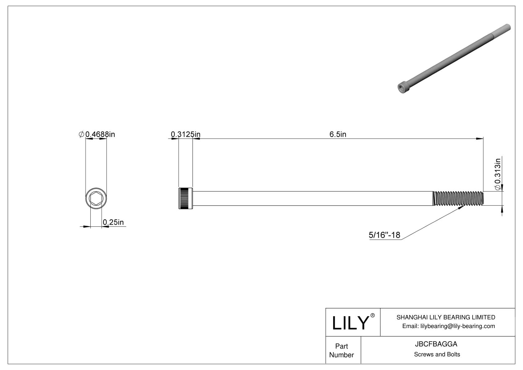 JBCFBAGGA Alloy Steel Socket Head Screws cad drawing