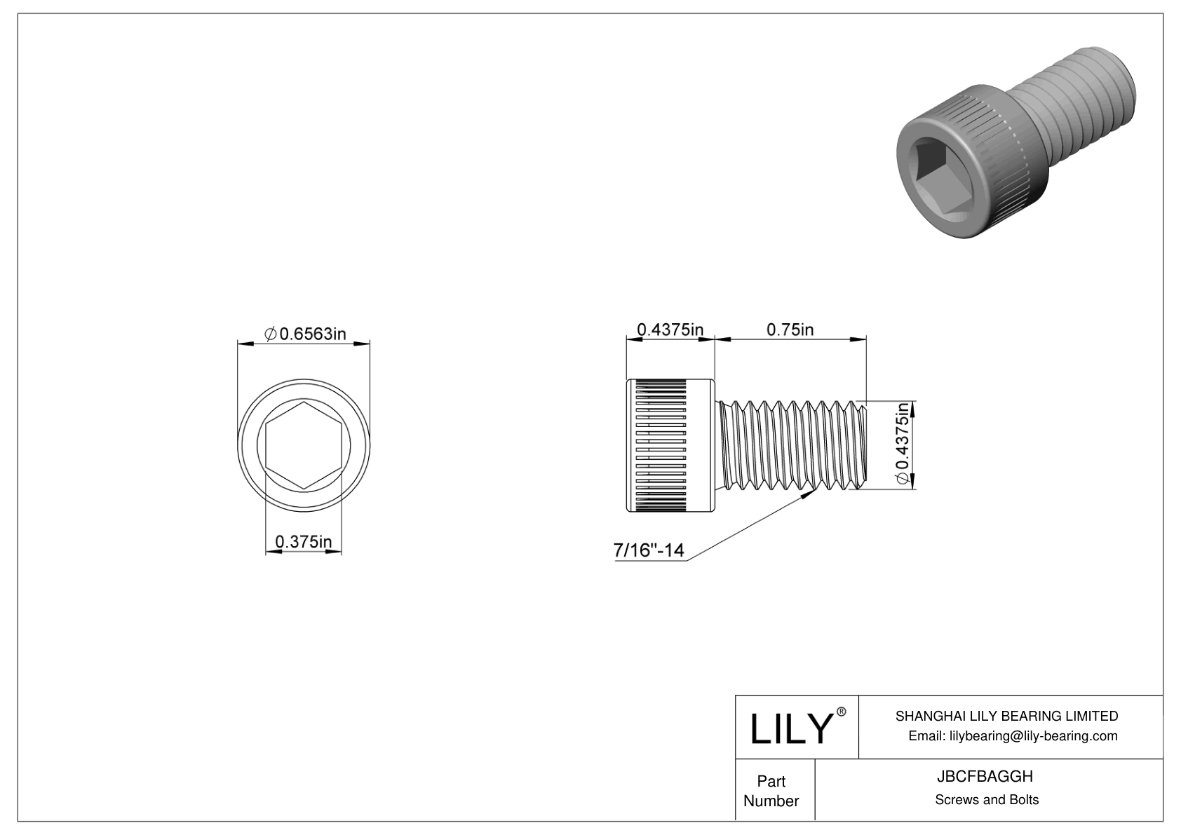 JBCFBAGGH Alloy Steel Socket Head Screws cad drawing