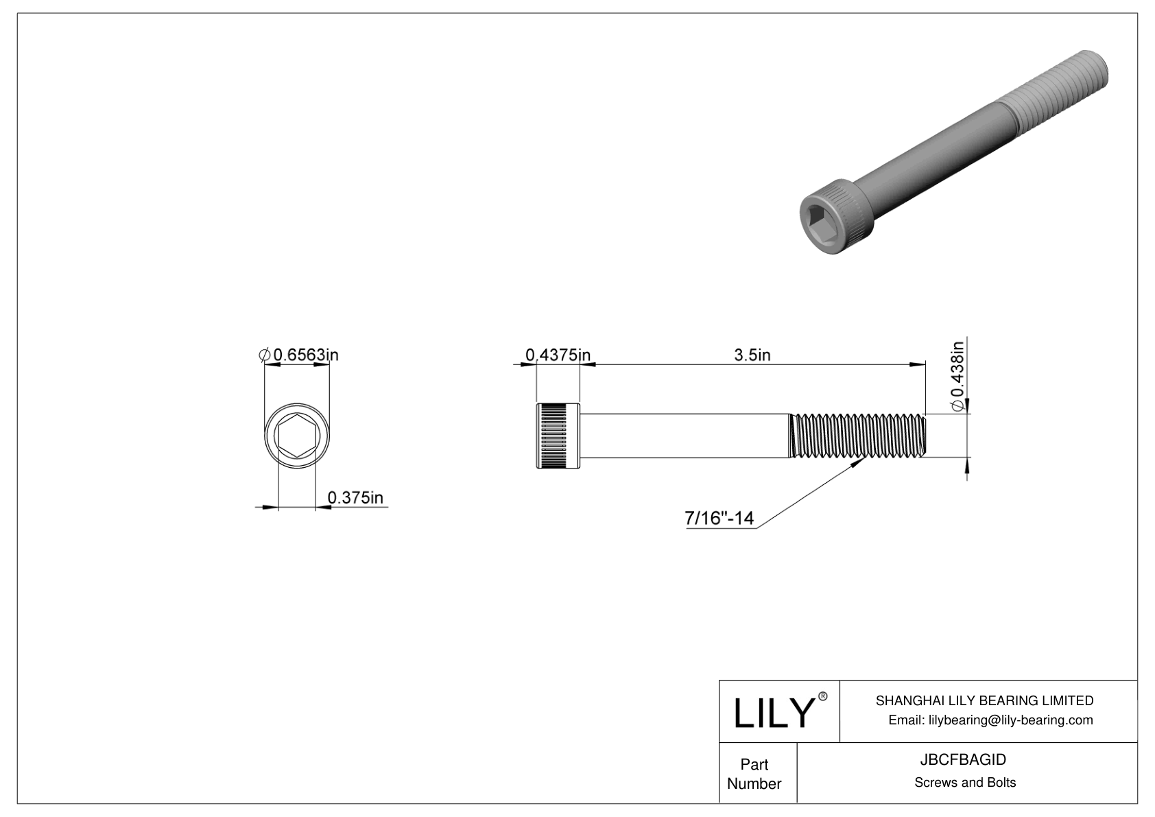 JBCFBAGID Alloy Steel Socket Head Screws cad drawing