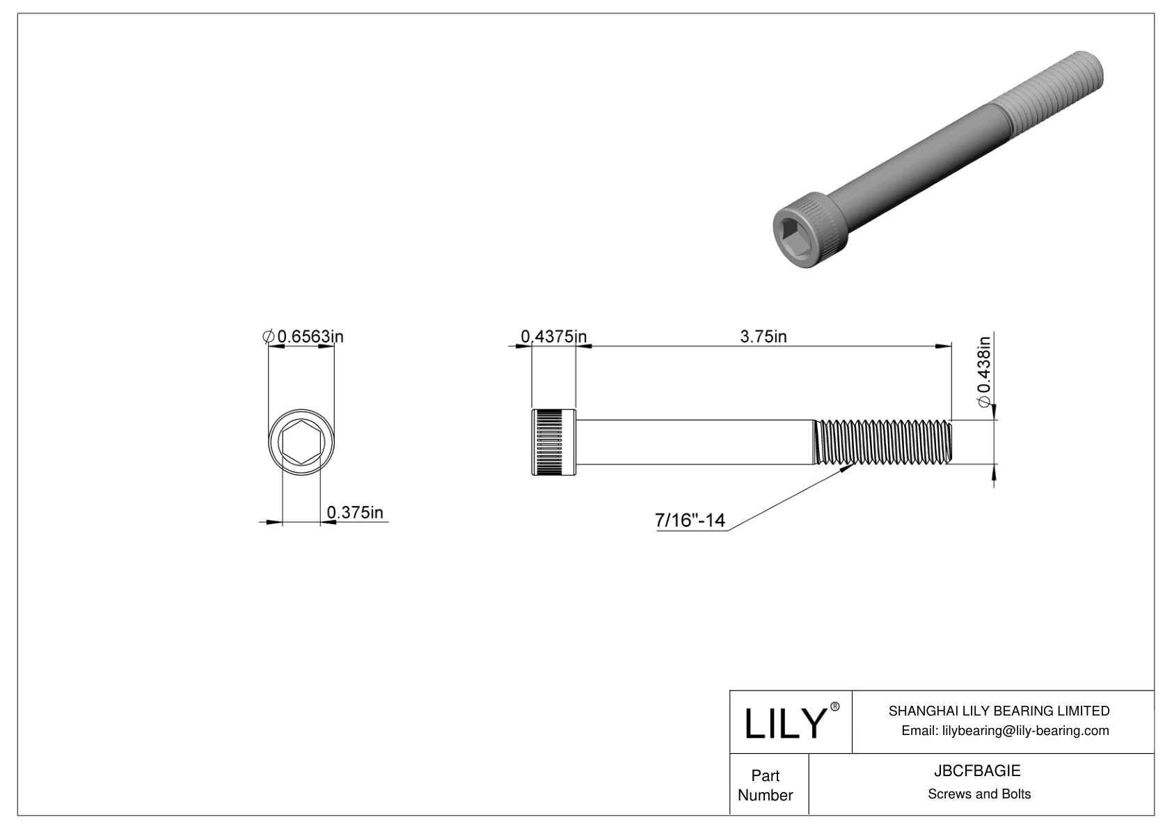 JBCFBAGIE Alloy Steel Socket Head Screws cad drawing