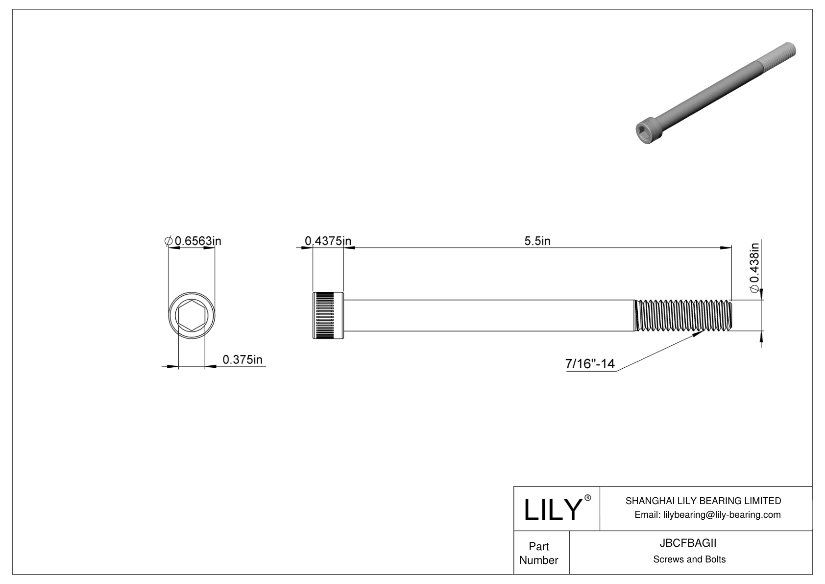 JBCFBAGII Alloy Steel Socket Head Screws cad drawing