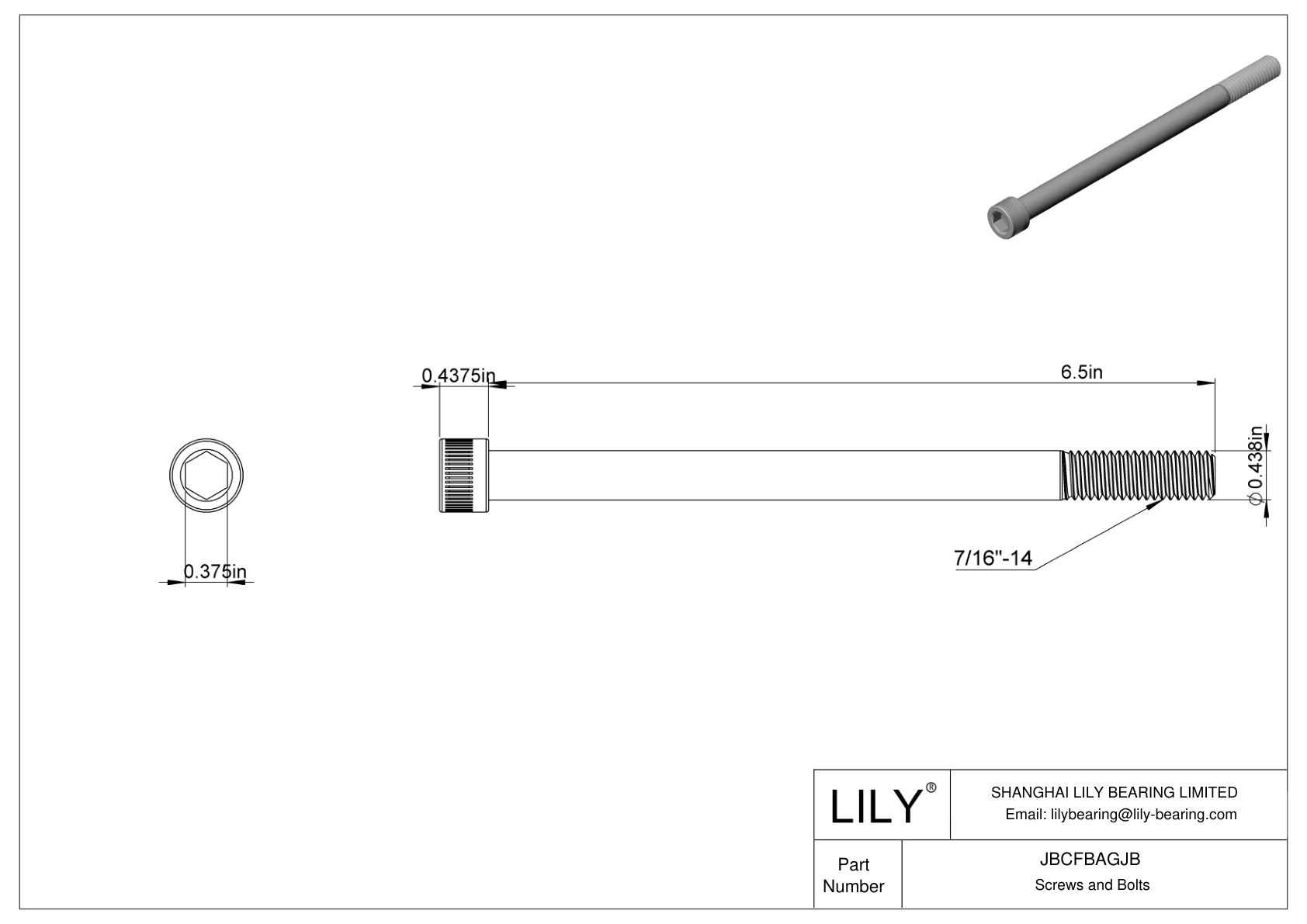 JBCFBAGJB Alloy Steel Socket Head Screws cad drawing