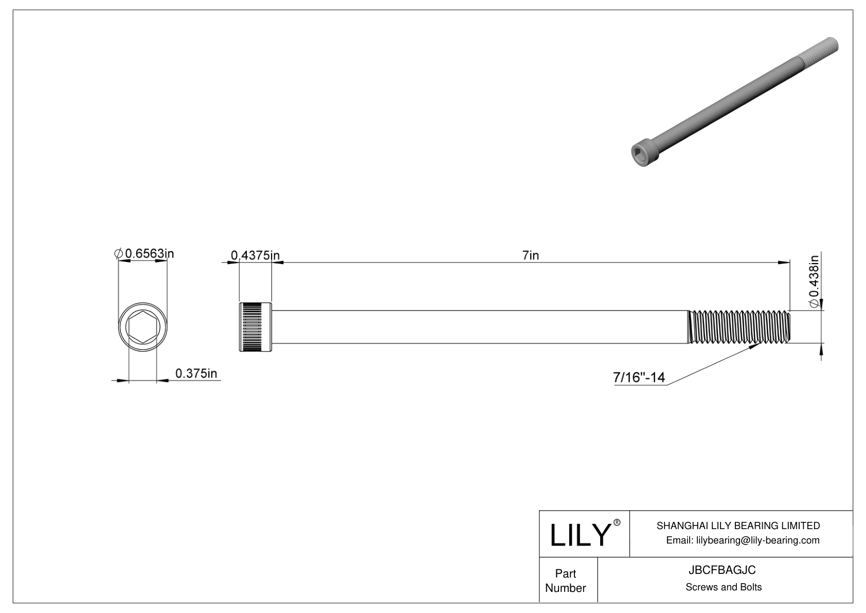 JBCFBAGJC Alloy Steel Socket Head Screws cad drawing