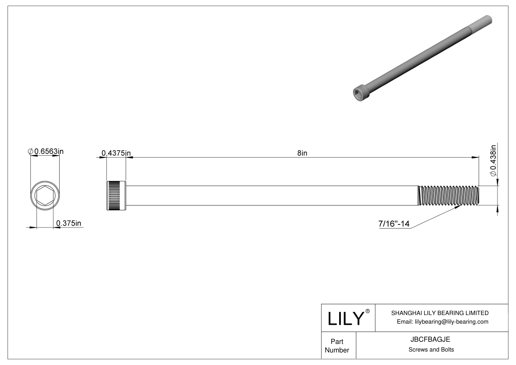 JBCFBAGJE Alloy Steel Socket Head Screws cad drawing