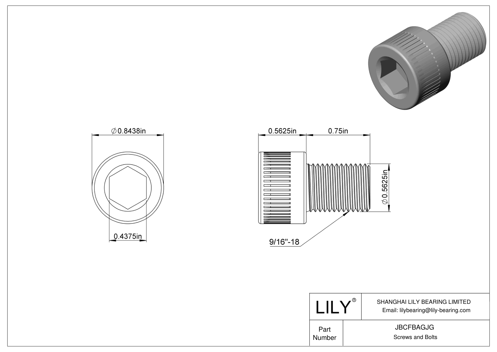 JBCFBAGJG Alloy Steel Socket Head Screws cad drawing