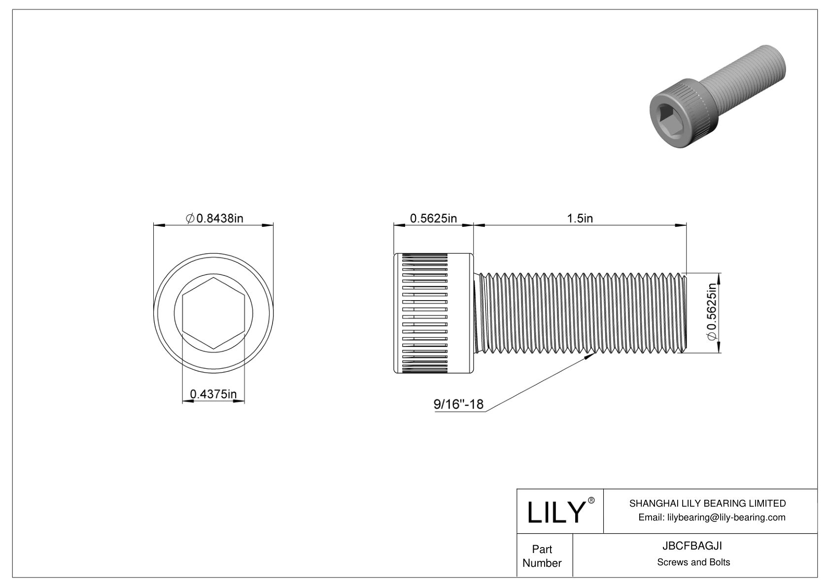 JBCFBAGJI Alloy Steel Socket Head Screws cad drawing