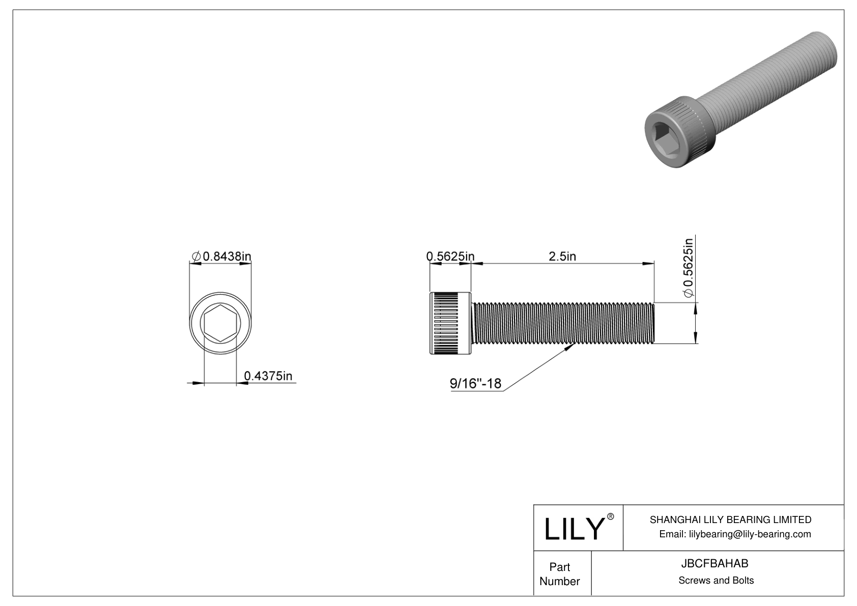 JBCFBAHAB Alloy Steel Socket Head Screws cad drawing