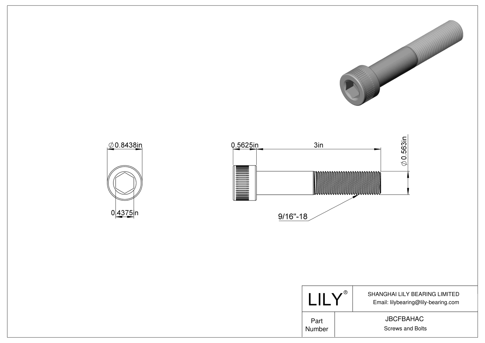 JBCFBAHAC Alloy Steel Socket Head Screws cad drawing