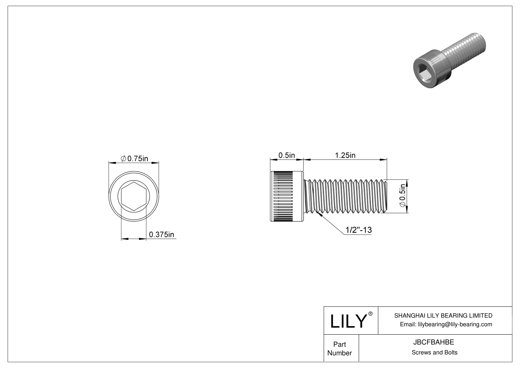 JBCFBAHBE Alloy Steel Socket Head Screws cad drawing