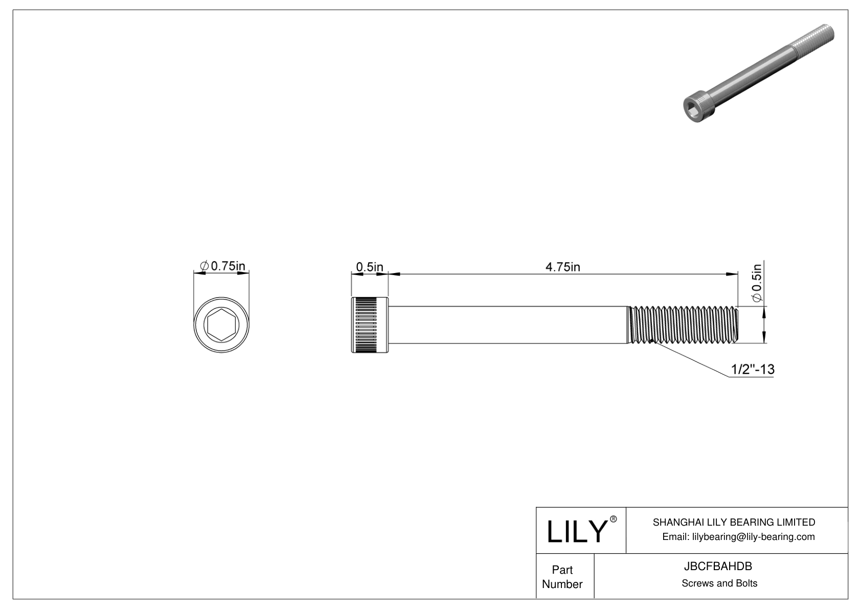 JBCFBAHDB Tornillos de cabeza cilíndrica de acero aleado cad drawing