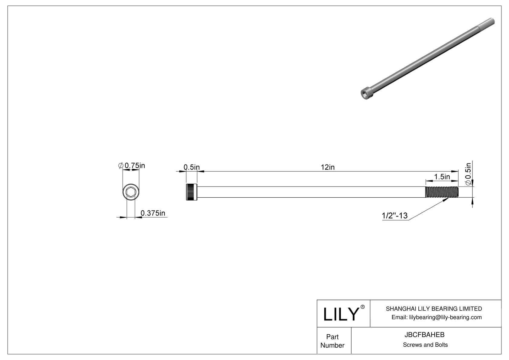 JBCFBAHEB Tornillos de cabeza cilíndrica de acero aleado cad drawing