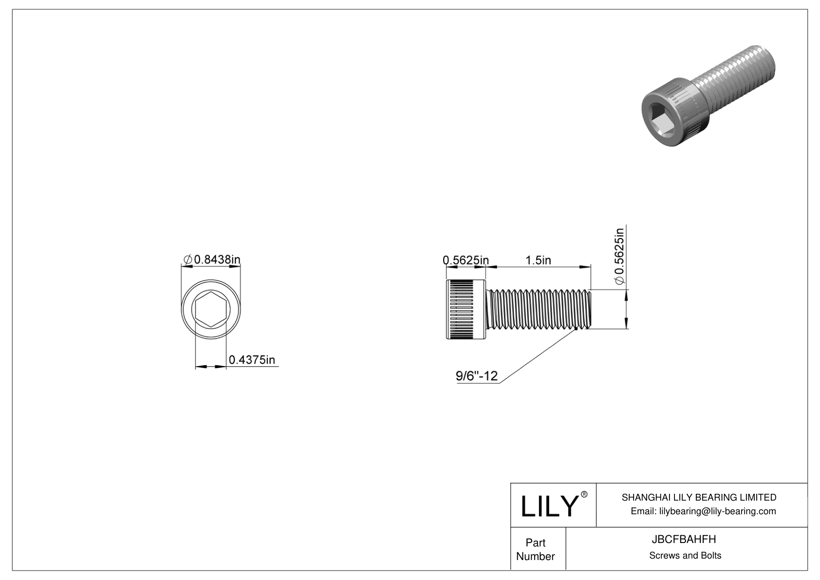 JBCFBAHFH Alloy Steel Socket Head Screws cad drawing