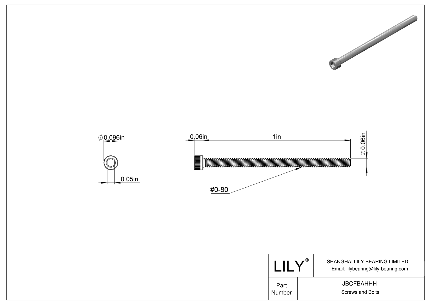 JBCFBAHHH Alloy Steel Socket Head Screws cad drawing