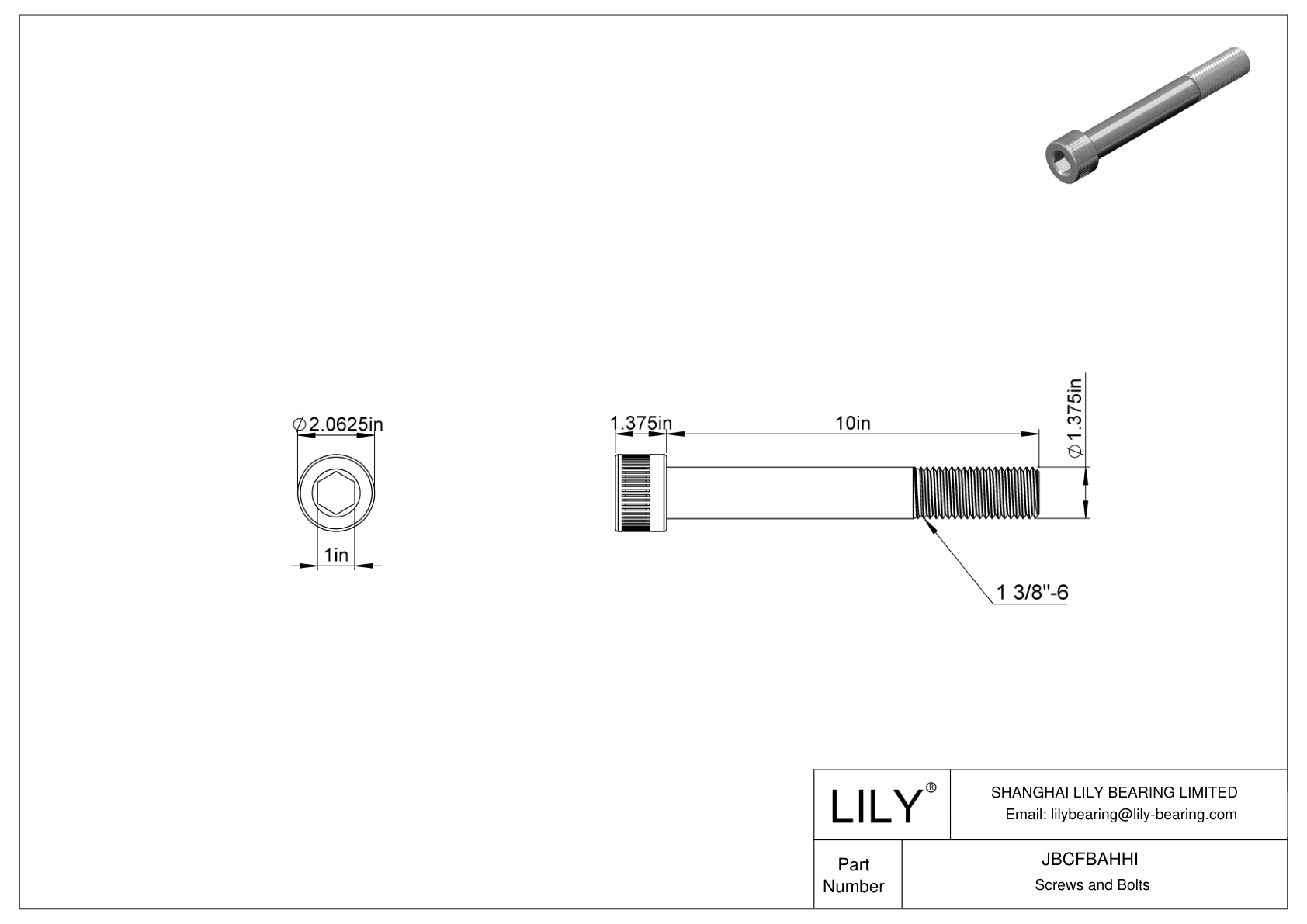 JBCFBAHHI Alloy Steel Socket Head Screws cad drawing