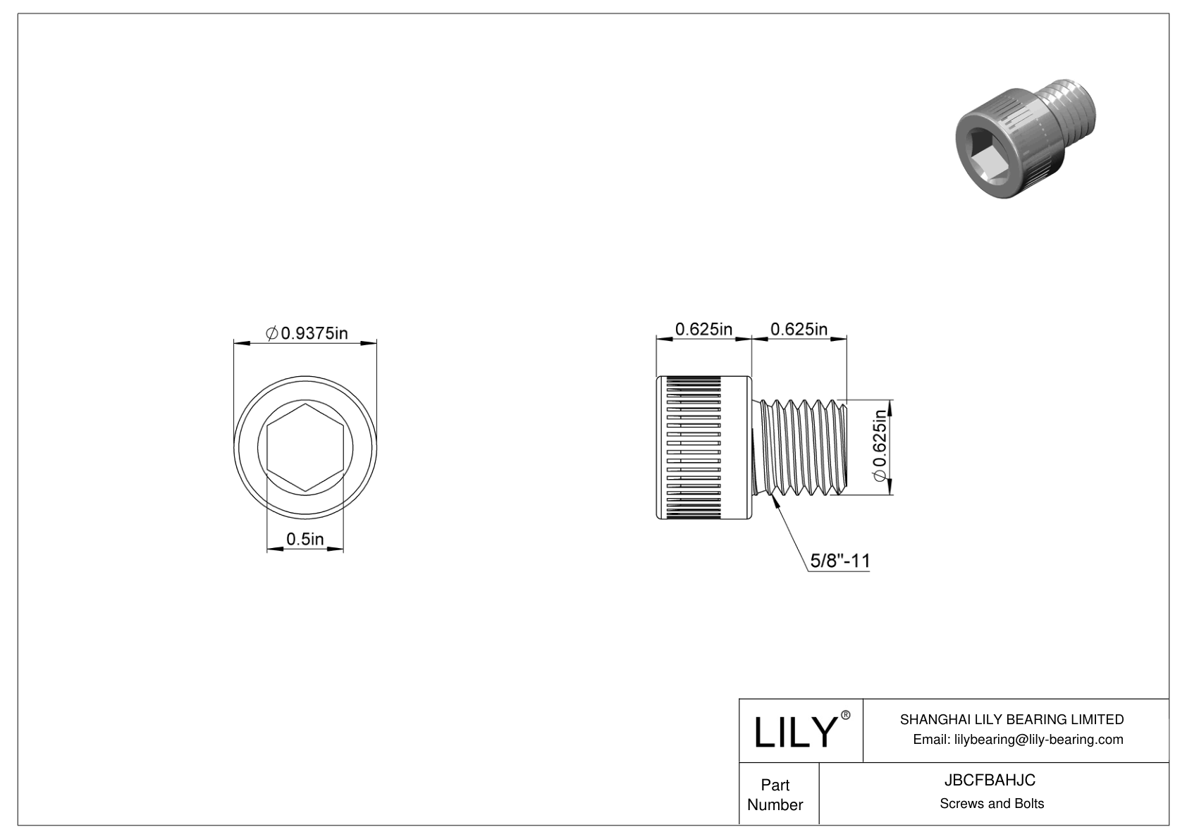 JBCFBAHJC Alloy Steel Socket Head Screws cad drawing