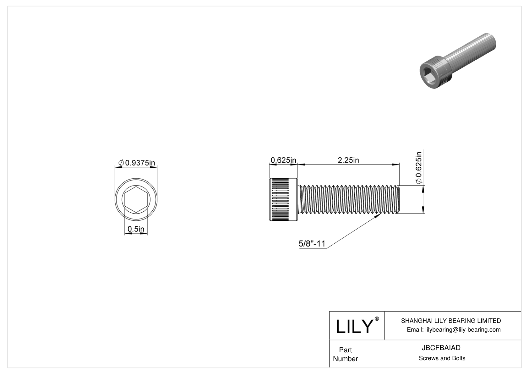 JBCFBAIAD Alloy Steel Socket Head Screws cad drawing