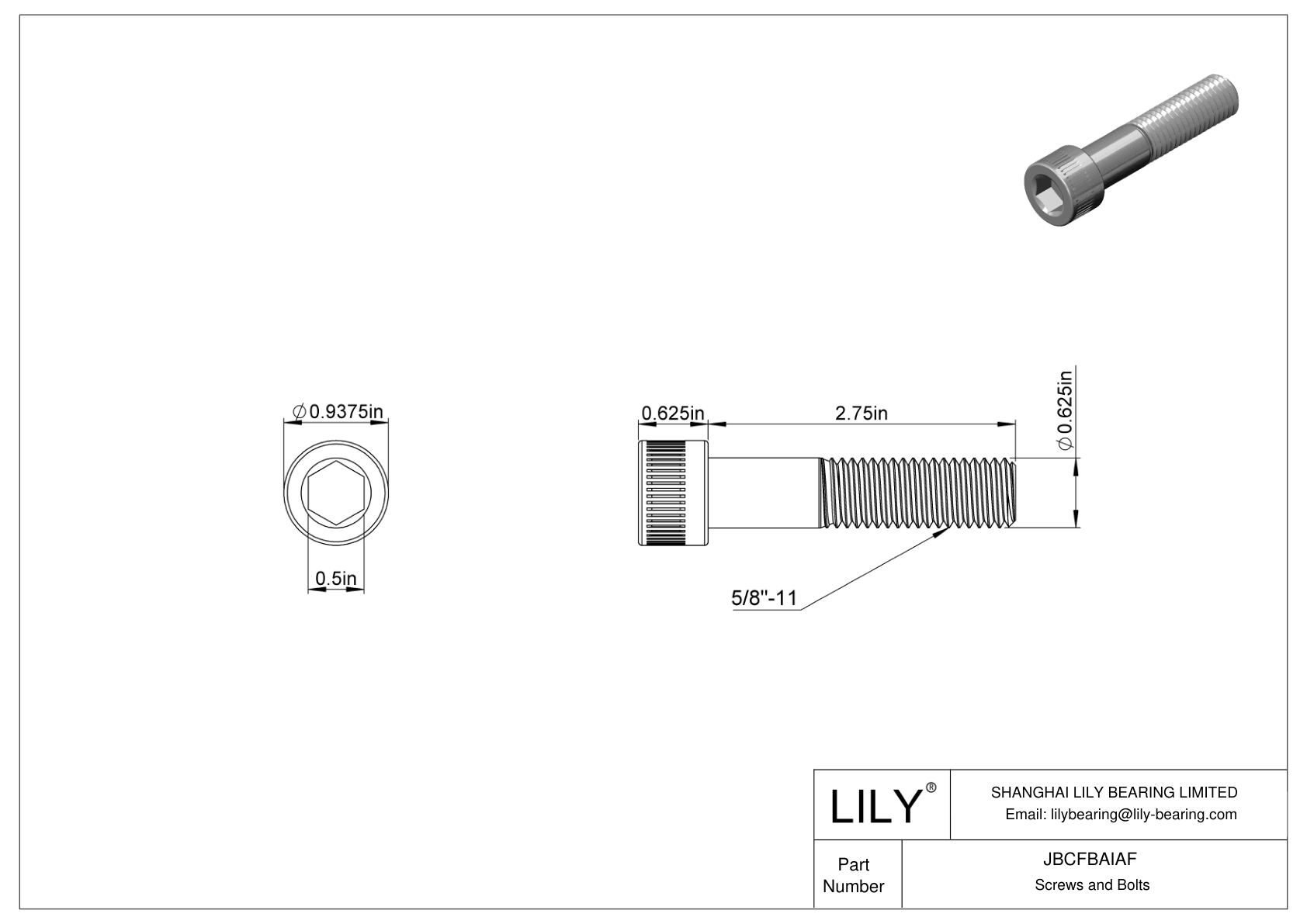 JBCFBAIAF Alloy Steel Socket Head Screws cad drawing