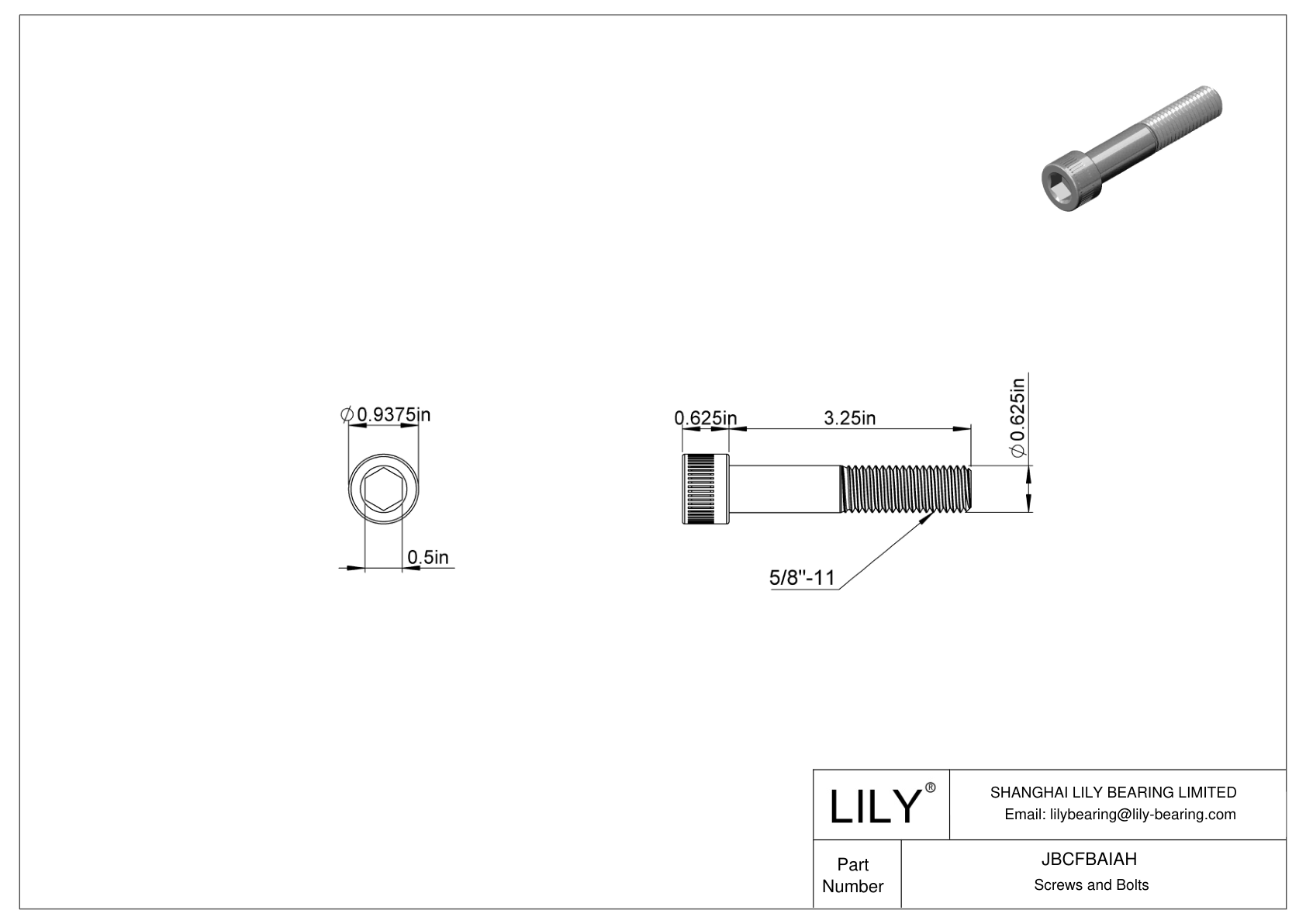 JBCFBAIAH Alloy Steel Socket Head Screws cad drawing