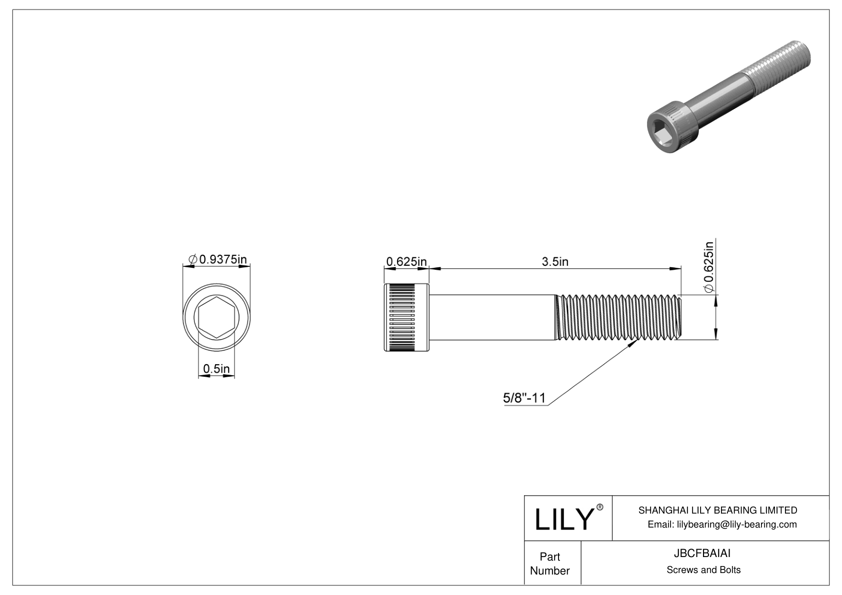 JBCFBAIAI Alloy Steel Socket Head Screws cad drawing