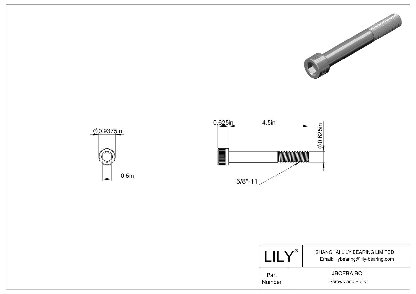 JBCFBAIBC Alloy Steel Socket Head Screws cad drawing