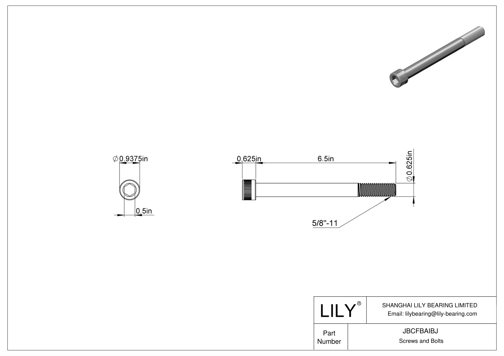 JBCFBAIBJ Alloy Steel Socket Head Screws cad drawing