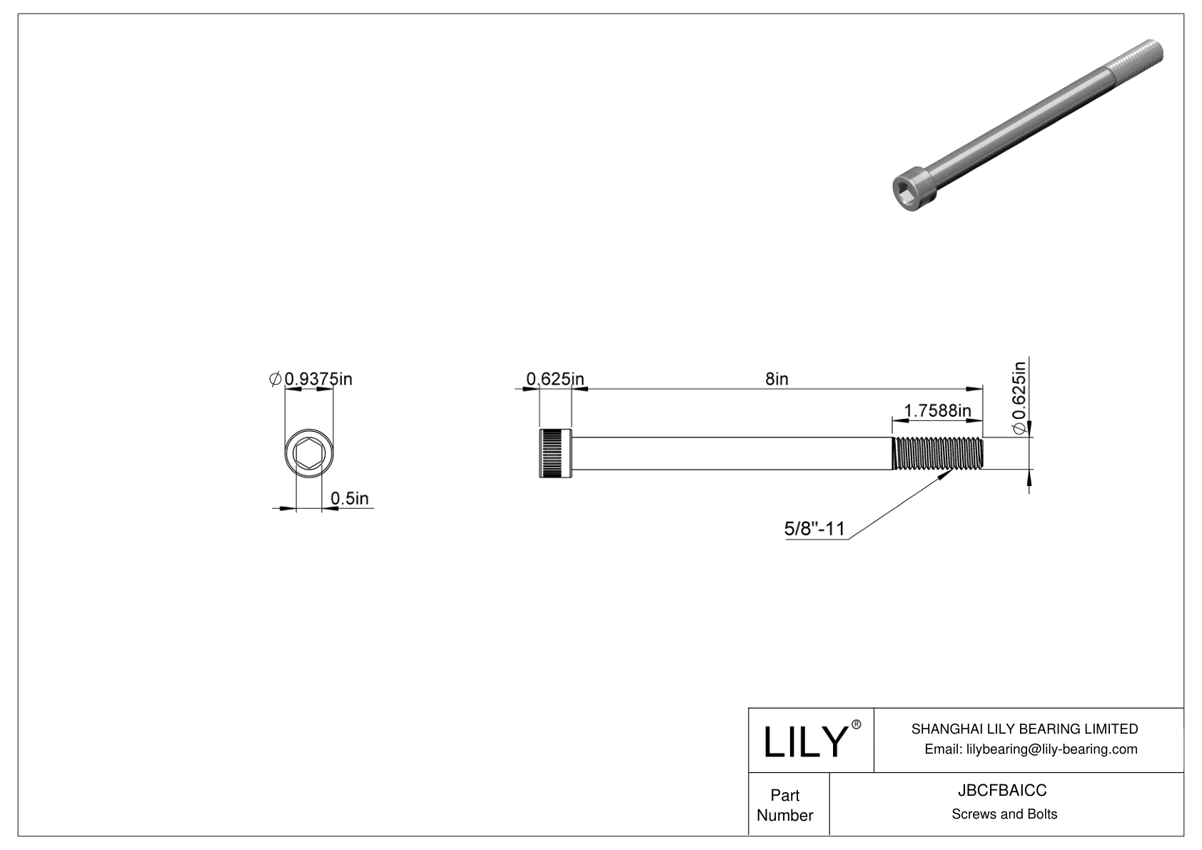 JBCFBAICC Tornillos de cabeza cilíndrica de acero aleado cad drawing