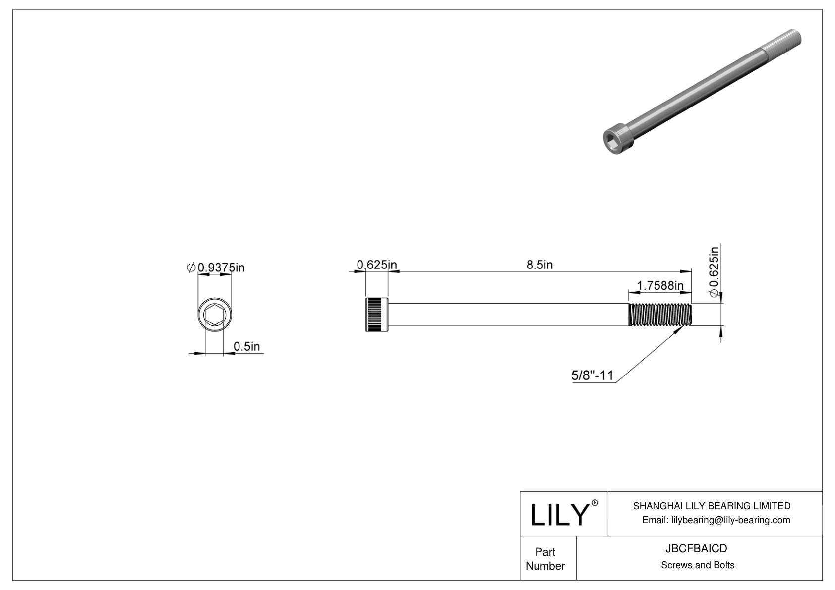 JBCFBAICD Tornillos de cabeza cilíndrica de acero aleado cad drawing