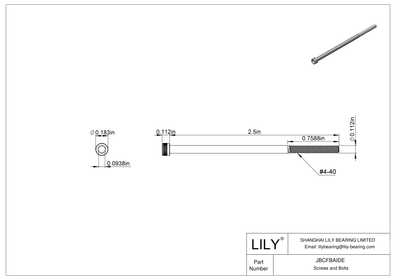 JBCFBAIDE Tornillos de cabeza cilíndrica de acero aleado cad drawing