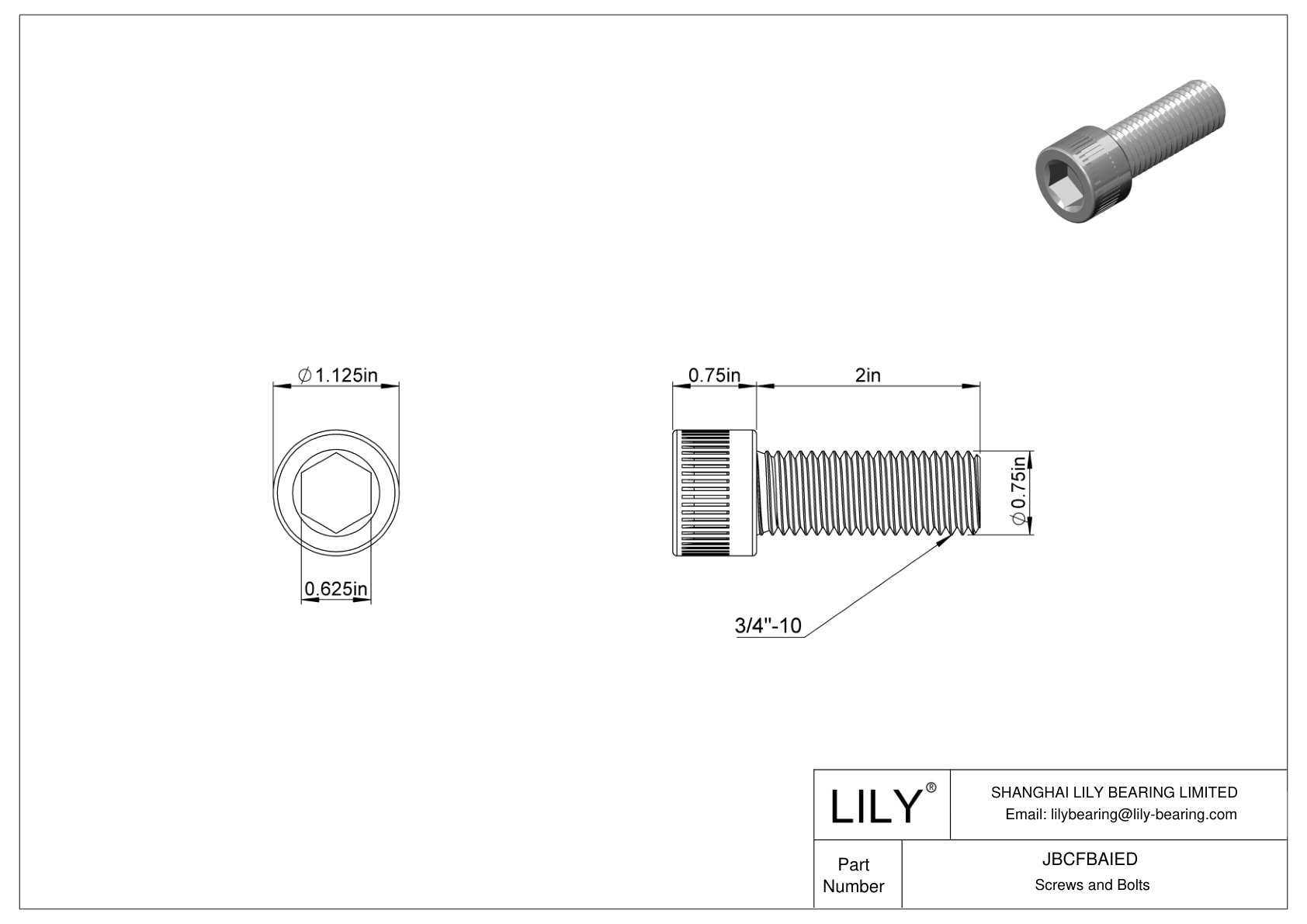 JBCFBAIED Alloy Steel Socket Head Screws cad drawing