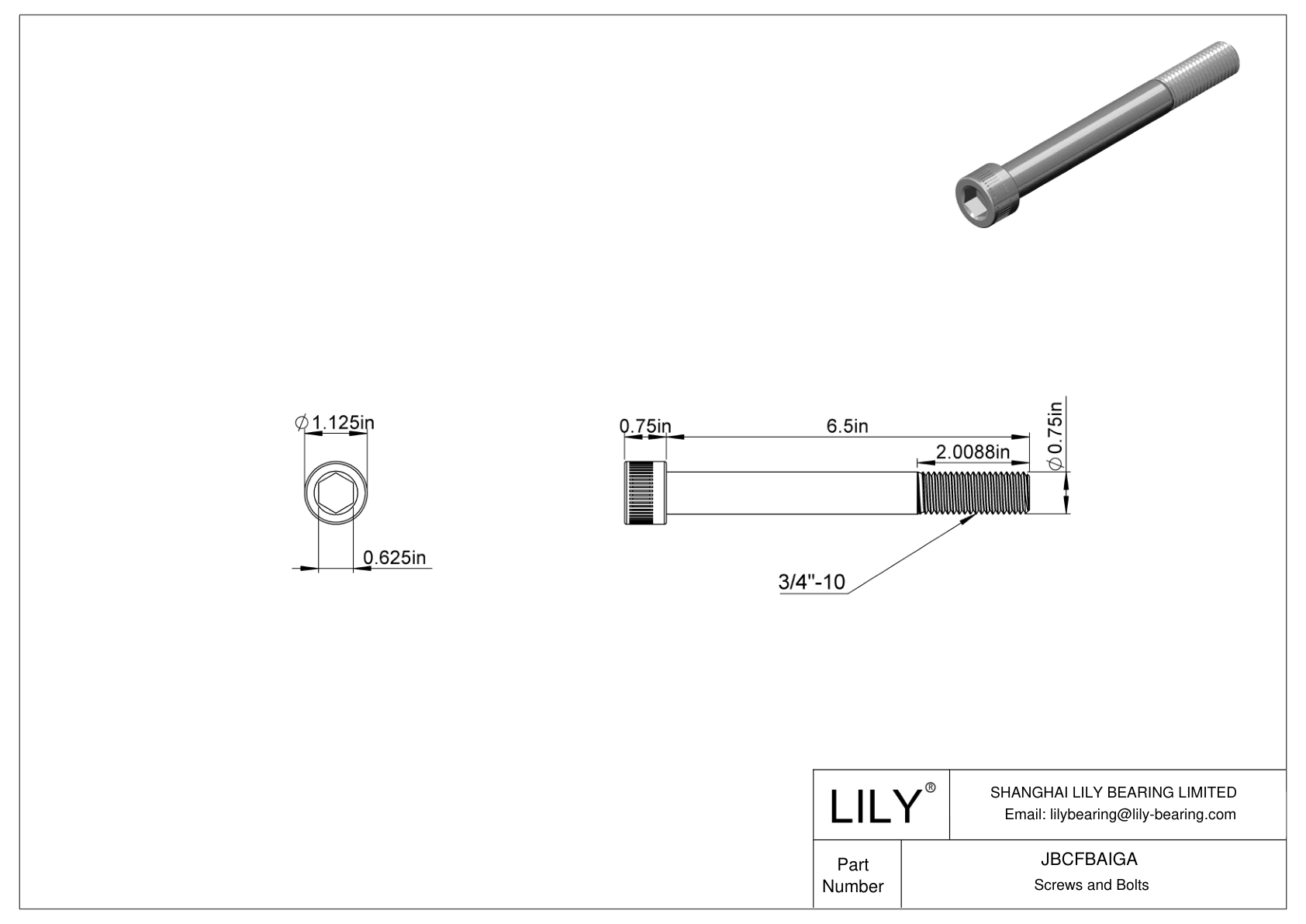 JBCFBAIGA 合金钢内六角螺钉 cad drawing