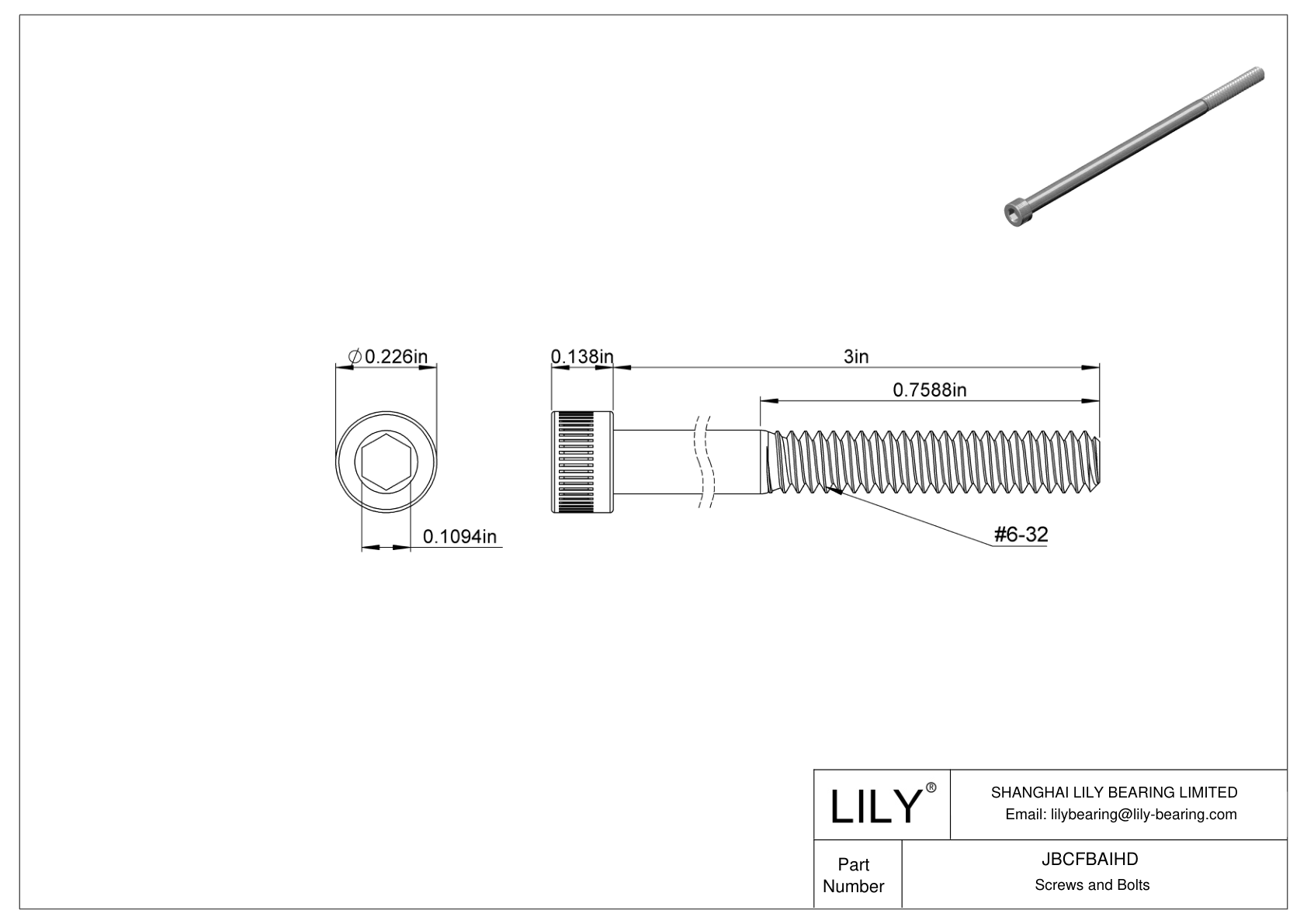 JBCFBAIHD 合金钢内六角螺钉 cad drawing