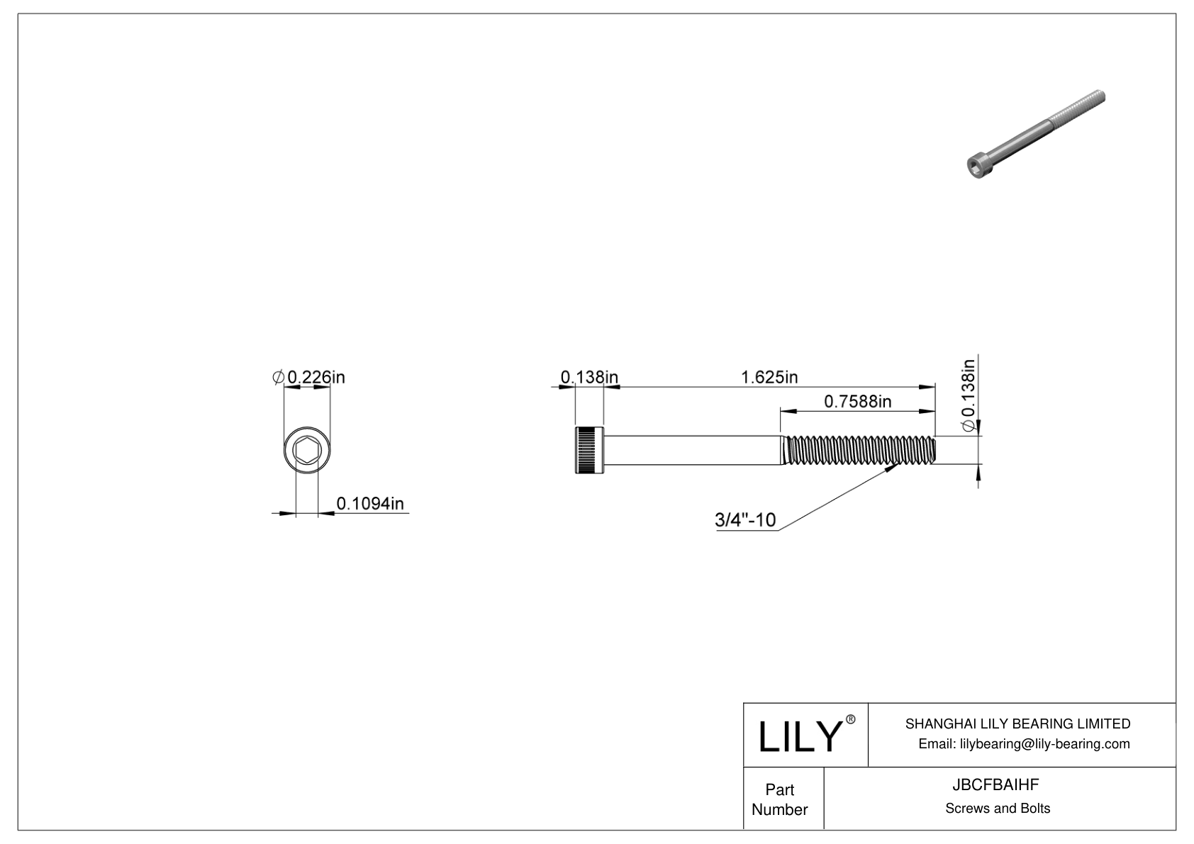 JBCFBAIHF 合金钢内六角螺钉 cad drawing