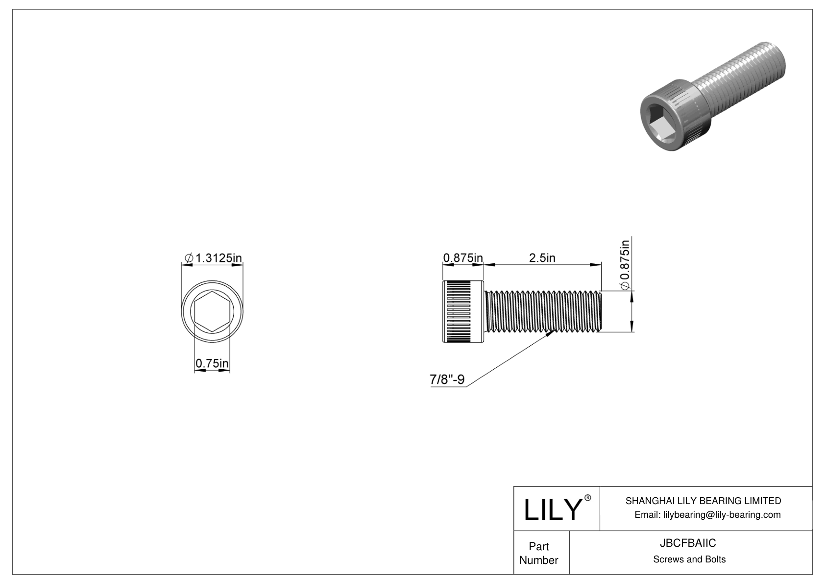 JBCFBAIIC Tornillos de cabeza cilíndrica de acero aleado cad drawing