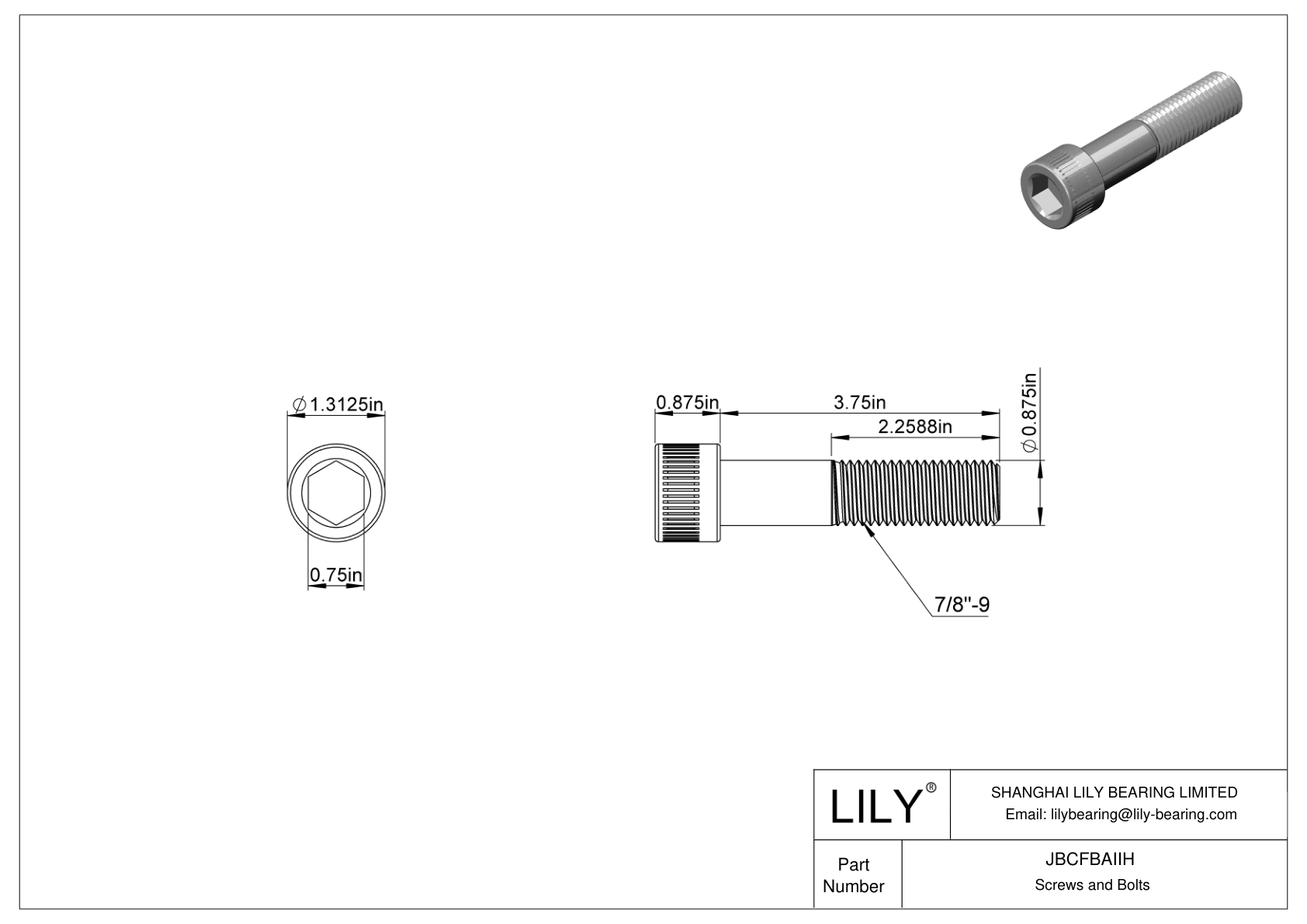 JBCFBAIIH 合金钢内六角螺钉 cad drawing