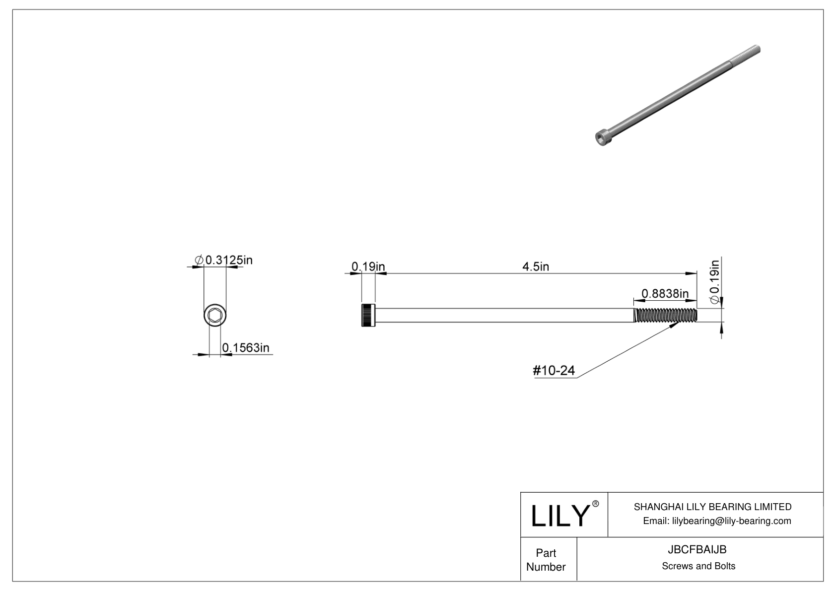 JBCFBAIJB Tornillos de cabeza cilíndrica de acero aleado cad drawing