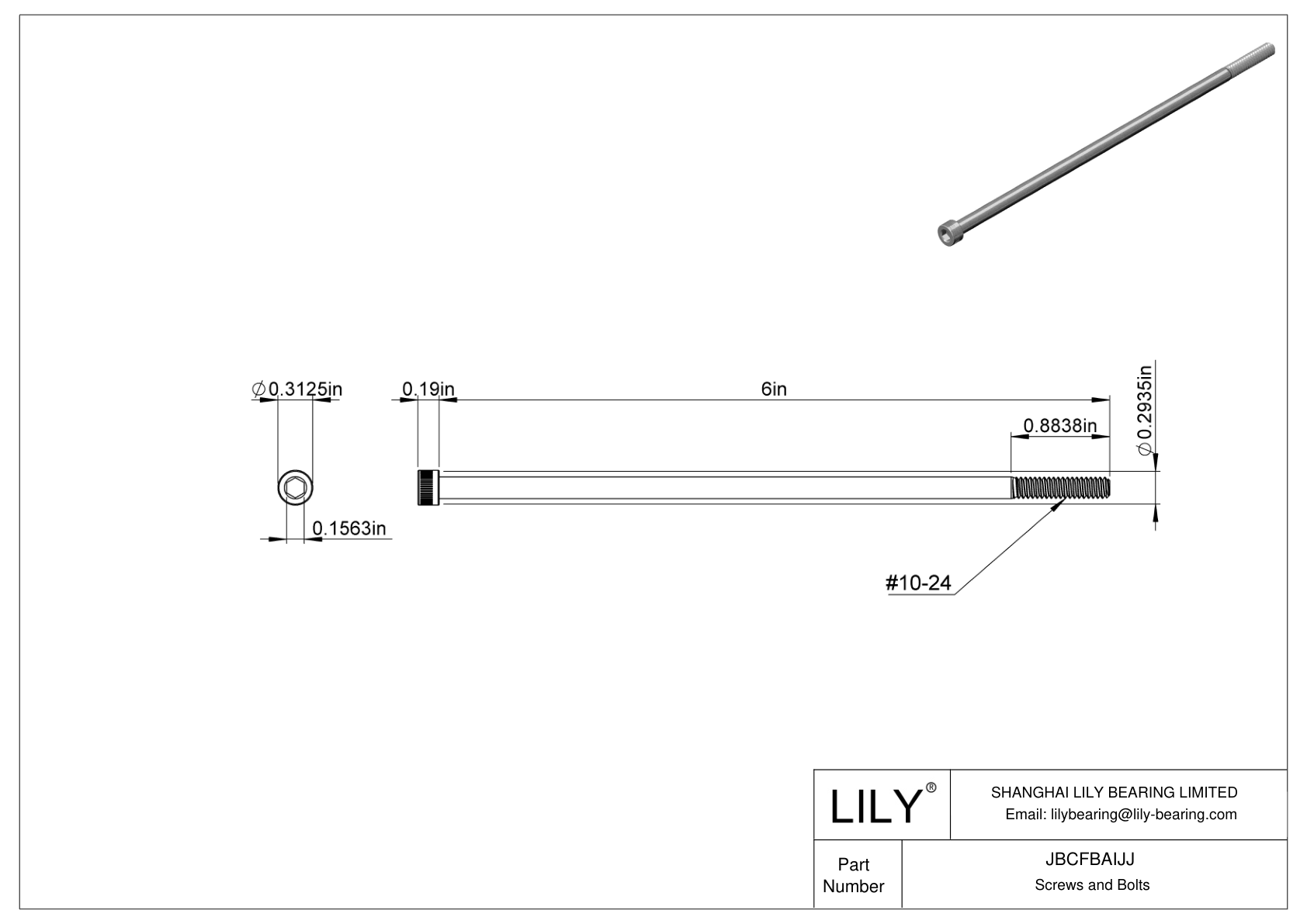 JBCFBAIJJ Alloy Steel Socket Head Screws cad drawing