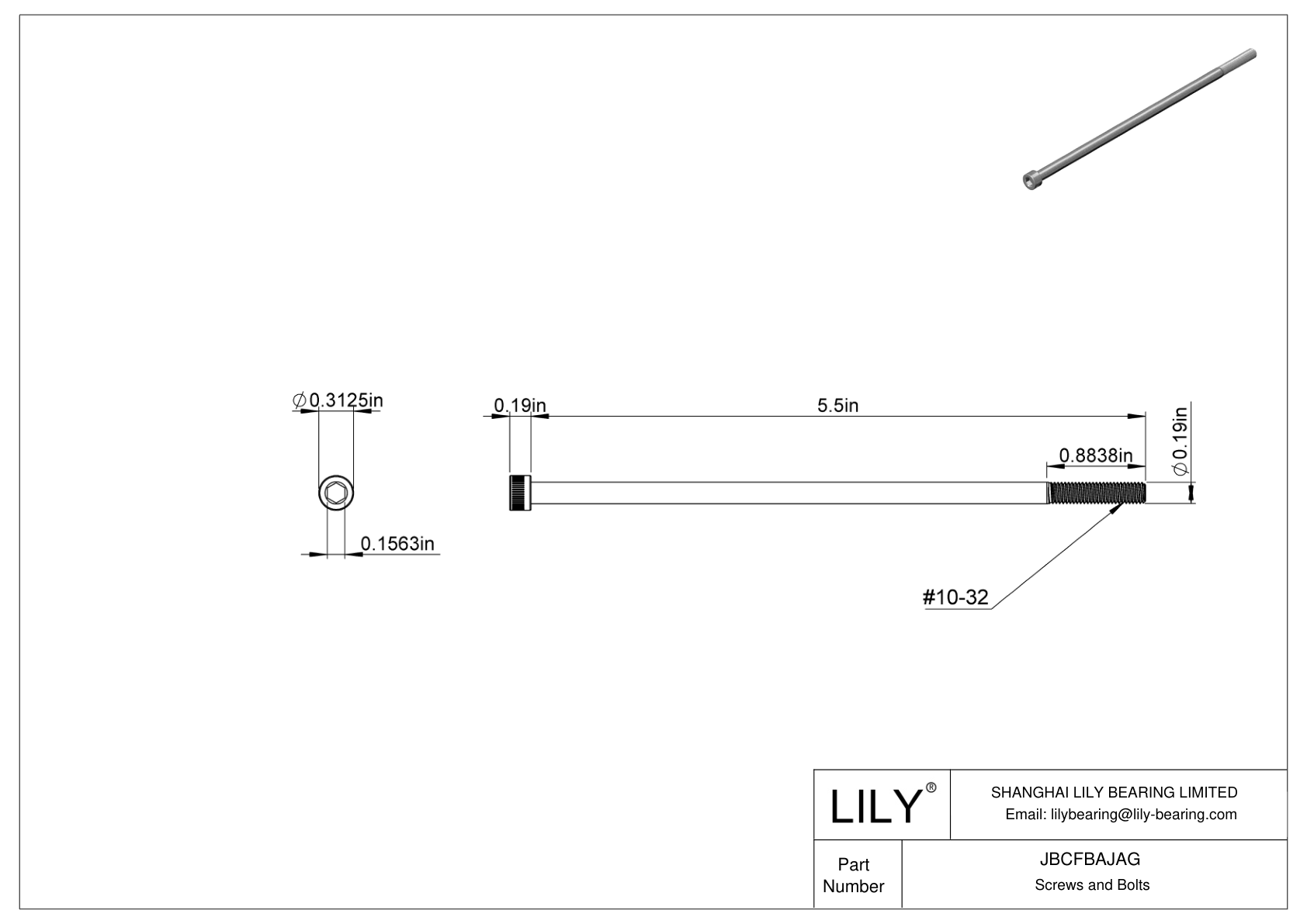 JBCFBAJAG Tornillos de cabeza cilíndrica de acero aleado cad drawing