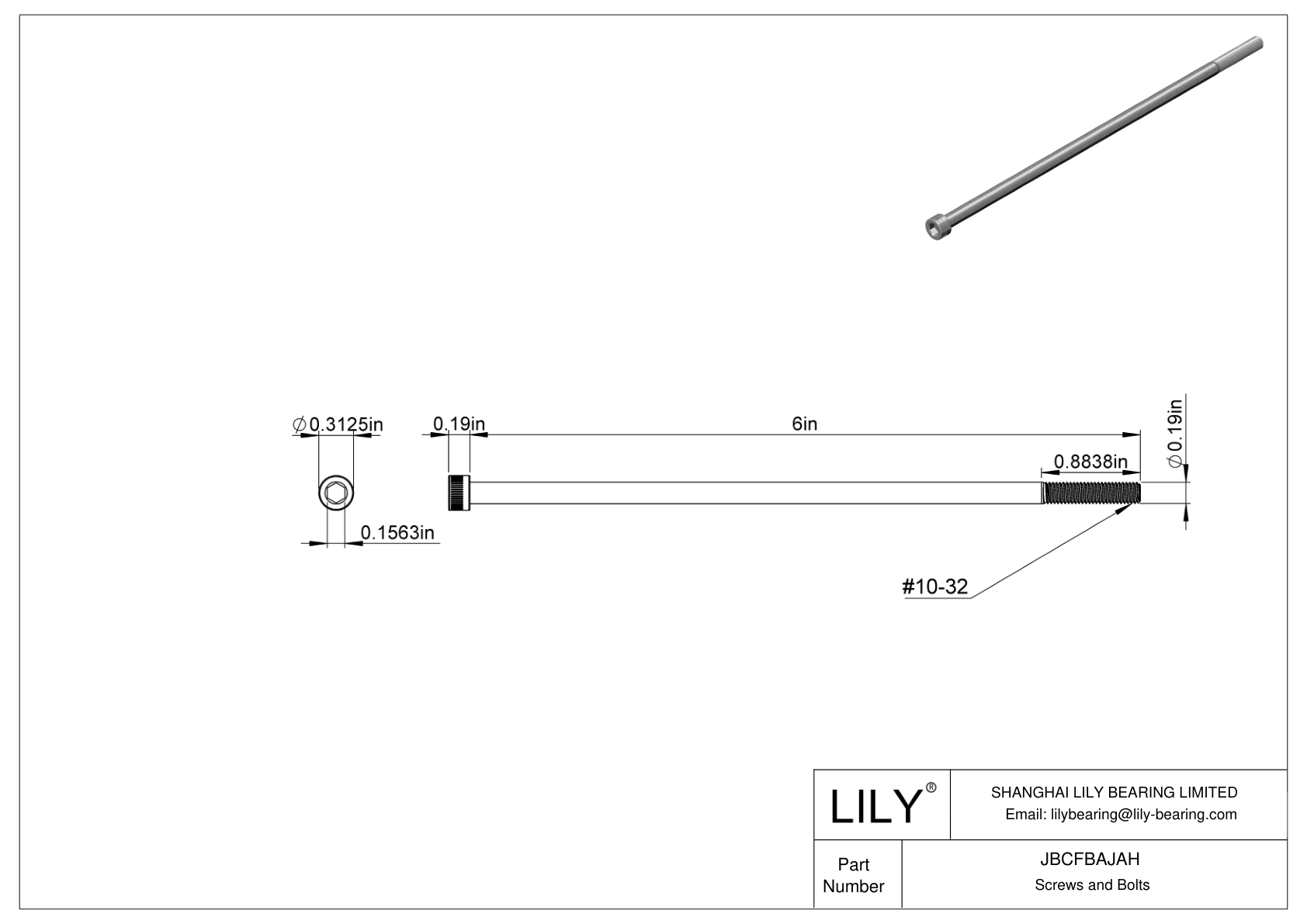 JBCFBAJAH Alloy Steel Socket Head Screws cad drawing