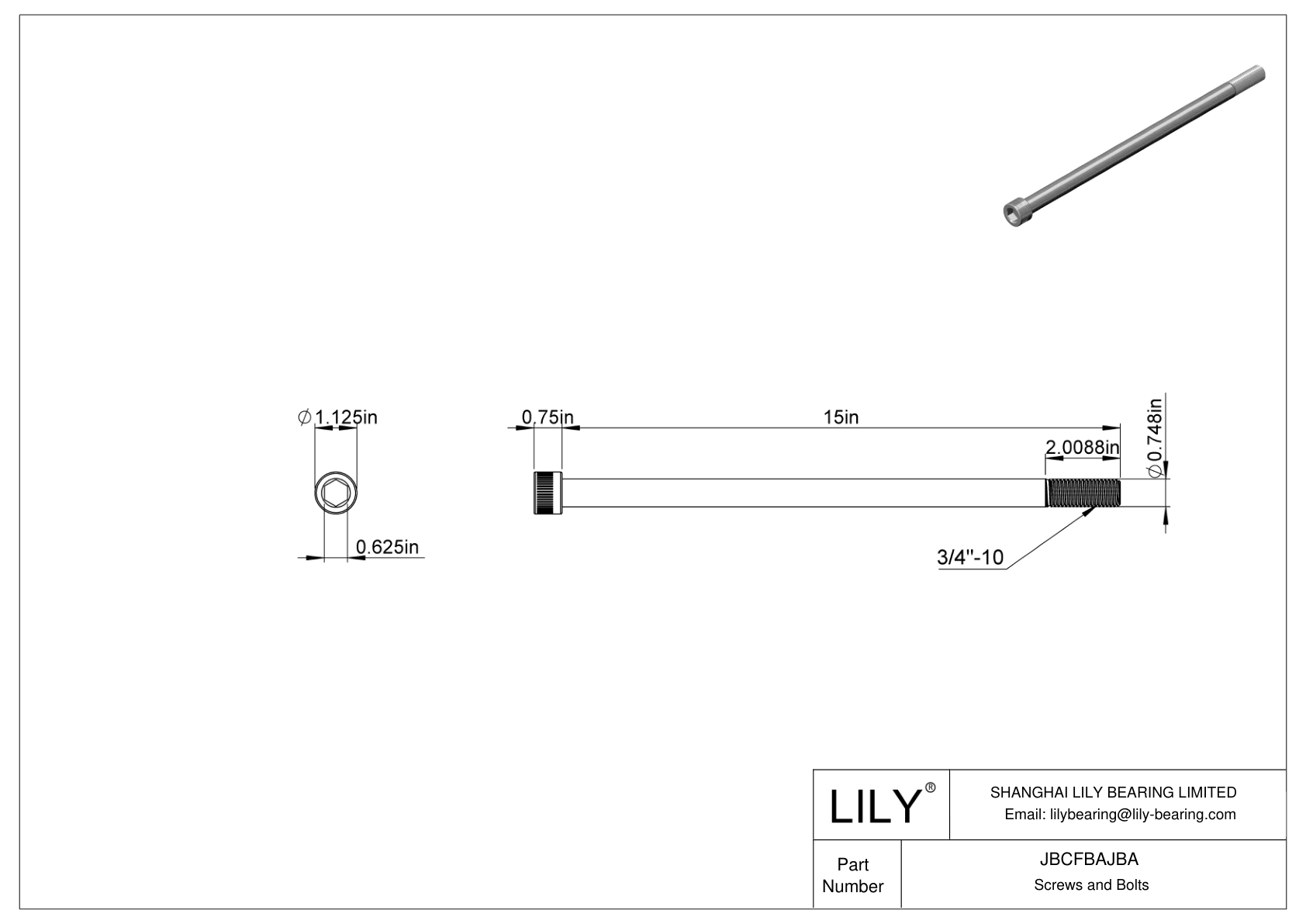 JBCFBAJBA Alloy Steel Socket Head Screws cad drawing