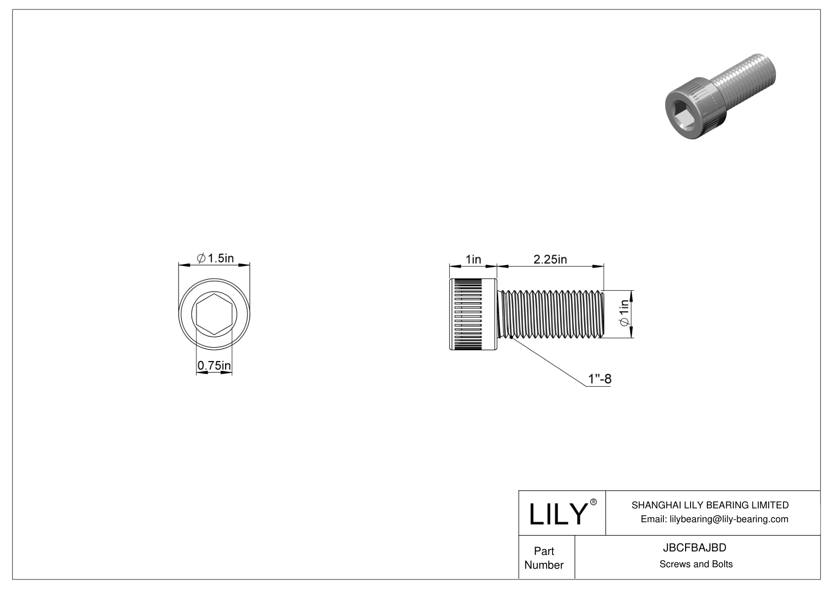 JBCFBAJBD Alloy Steel Socket Head Screws cad drawing