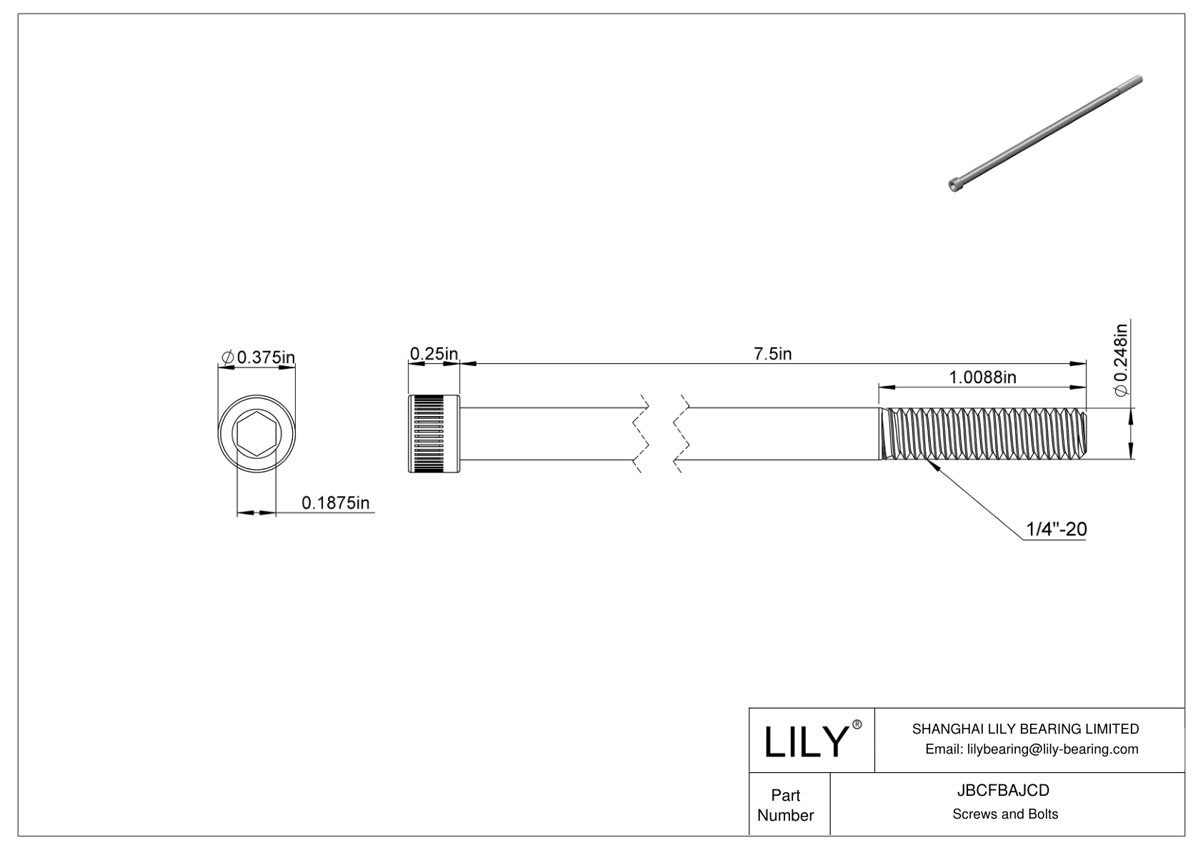 JBCFBAJCD Tornillos de cabeza cilíndrica de acero aleado cad drawing