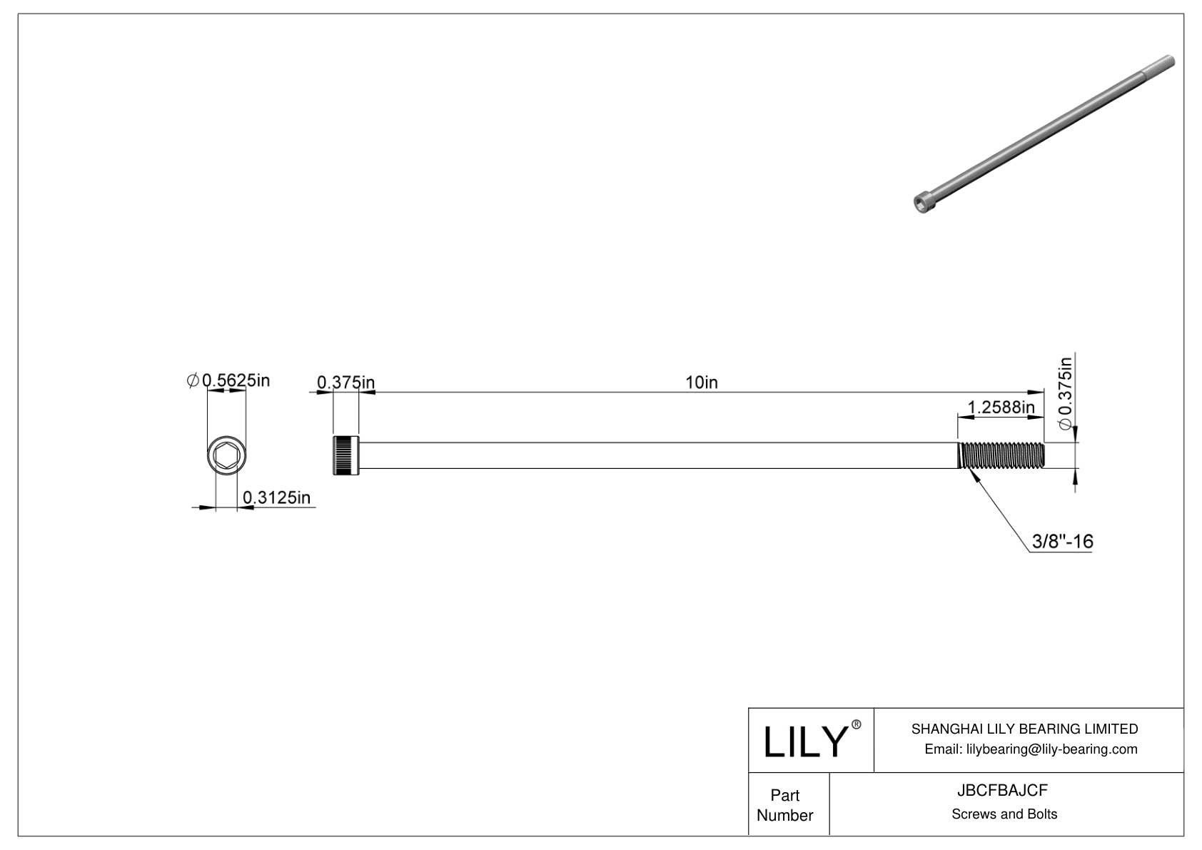 JBCFBAJCF Tornillos de cabeza cilíndrica de acero aleado cad drawing