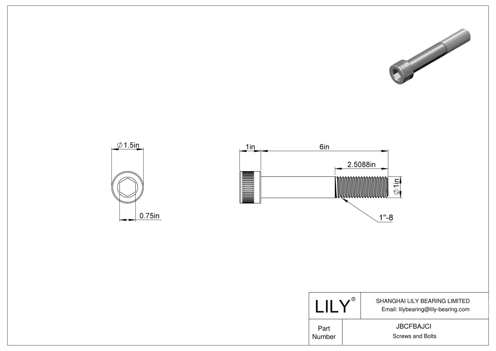 JBCFBAJCI Tornillos de cabeza cilíndrica de acero aleado cad drawing