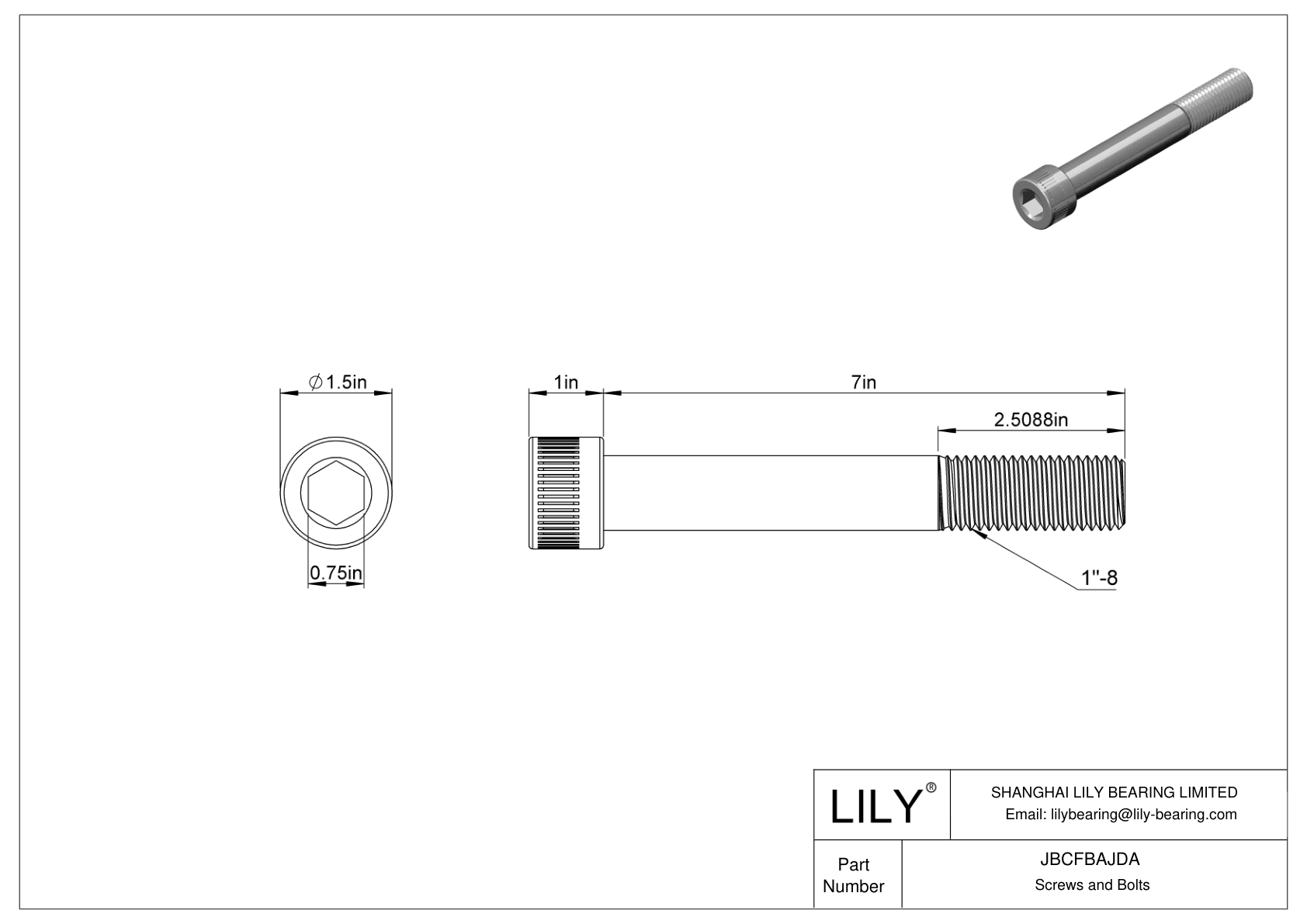 JBCFBAJDA Tornillos de cabeza cilíndrica de acero aleado cad drawing