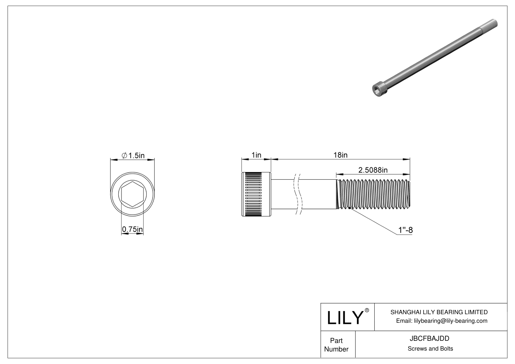 JBCFBAJDD Alloy Steel Socket Head Screws cad drawing